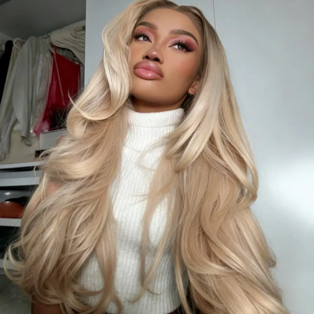 

Парик с волнистыми локонами и кружевной передней частью, плотность 200%, 13x4 HD кружевной парик с омбре: коричневые корни, пепельно-русый, волнистый, с кружевной передней частью