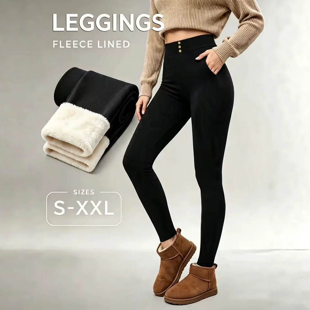 2026 Women High-waisted Plush Leggings for Women Elastic Slim-fit Stylish Leg-lengthening Outerwea Autumn-winter Warm Pants