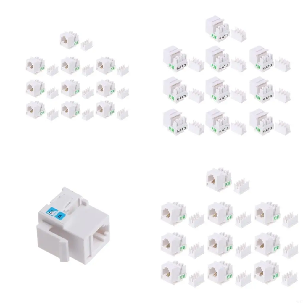 

896F 10x Telephone RJ11 CAT3 Voice Module Adapter Telephone Extender Keystone