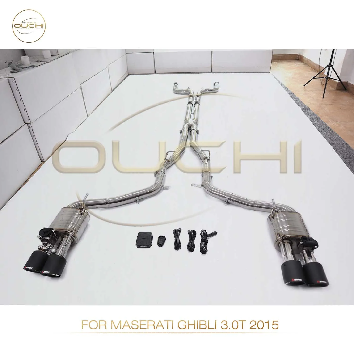 Performance Catback for Maserati Ghibli 3.0T 2015 OUCHI Stainless Steel Exhaust System Muffler with Valve tips