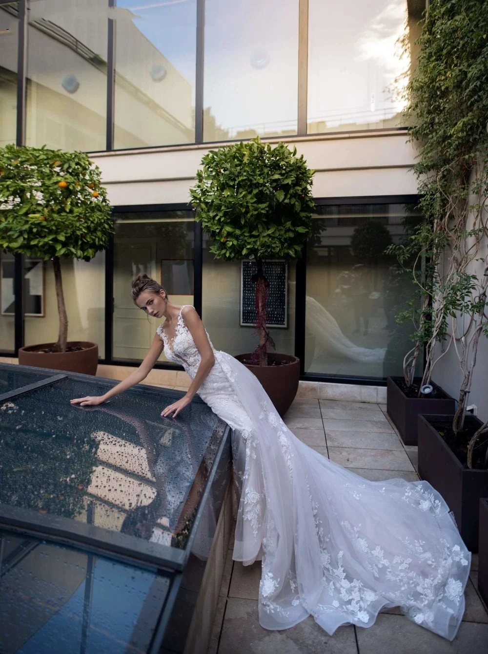 Flavinke مخصص الأميرة حورية البحر فساتين الزفاف الدانتيل زين كيب كم الديكور المرأة فستان زفاف Vestidos De Novia