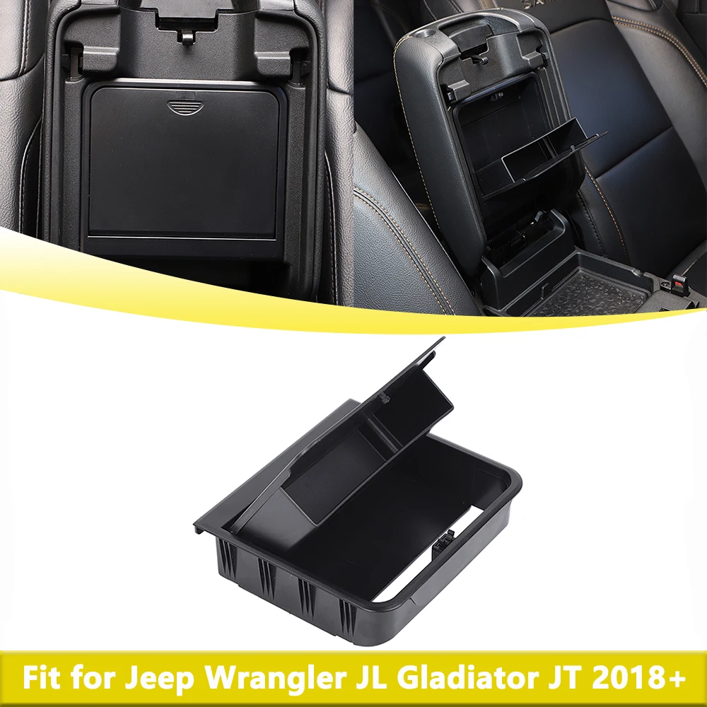 Center Console Organizer Armrest Hidden Storage Box for Jeep Wrangler JL Gladiator JT 2018-2024 Black Car Interior Accessories