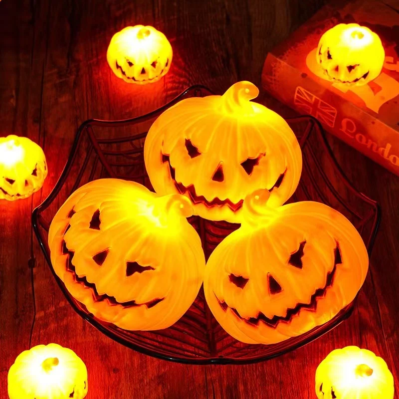 Veilleuse LED en Forme de Citrouille d'Halloween, Accessoires d'Horreur pour Maison Hantée, Fournitures de Décoration Intérieure pour Enfants