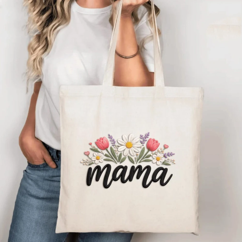 

Pasture Floral Canvas Tote Bag Custom Field Blossom Graphic Spacious Rural Style Fans Picnic Outdoor Daily Carry Gift