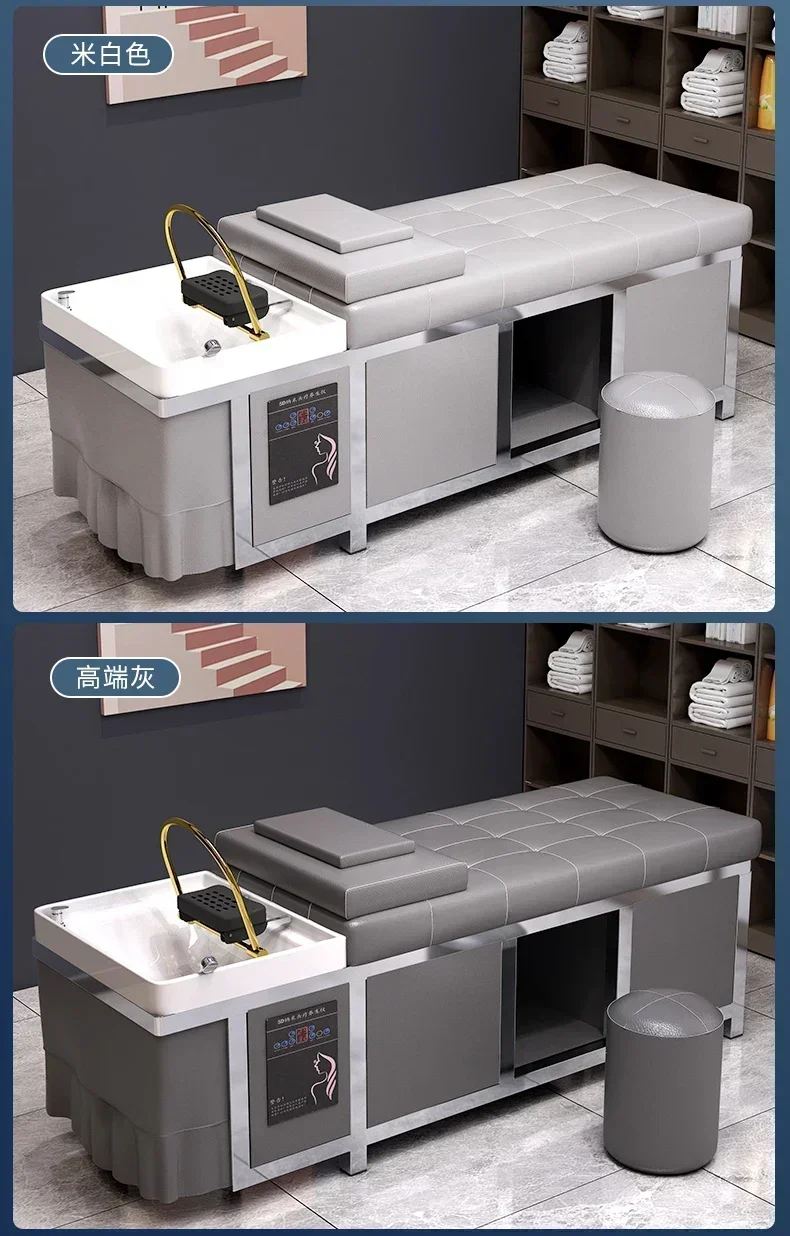 Тайская массажная кровать из нержавеющей стали: эксклюзивно для парикмахерских и парикмахерских, двуспальная в качестве шампуня для ухода за волосами.