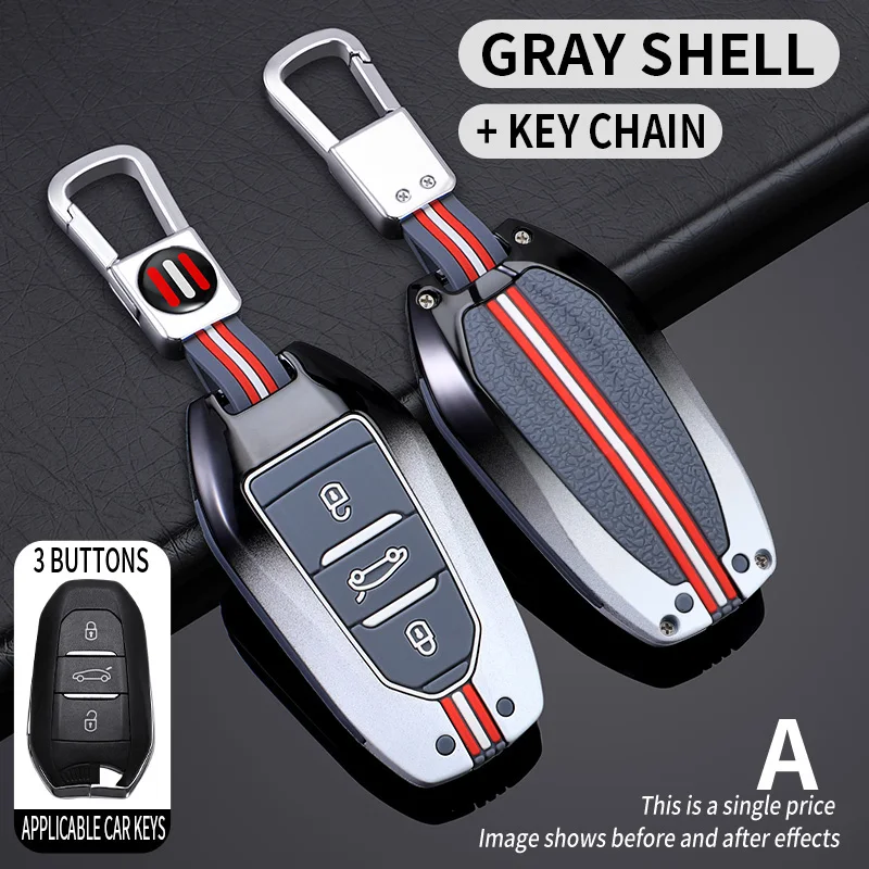 Metal Car Key Cover Fob Case Shell for Peugeot 308 408 508 2008 3008 4008 5008 for Citroen C4 C6 C3-XR Accessories
