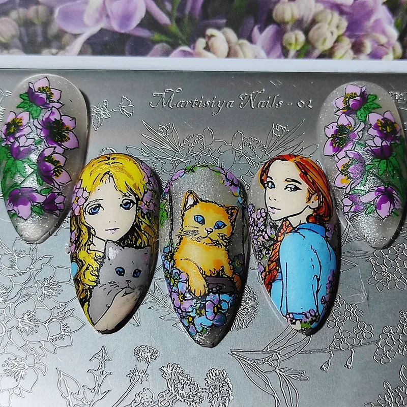 XMQ NAIL ART ТАКТИВНЫЕ ПЛАТКИ ЦВЕТОВ ТЕМПЕРАТУРНЫЕ МИЛЫЕ КОТБЫ IMAGEPLATES