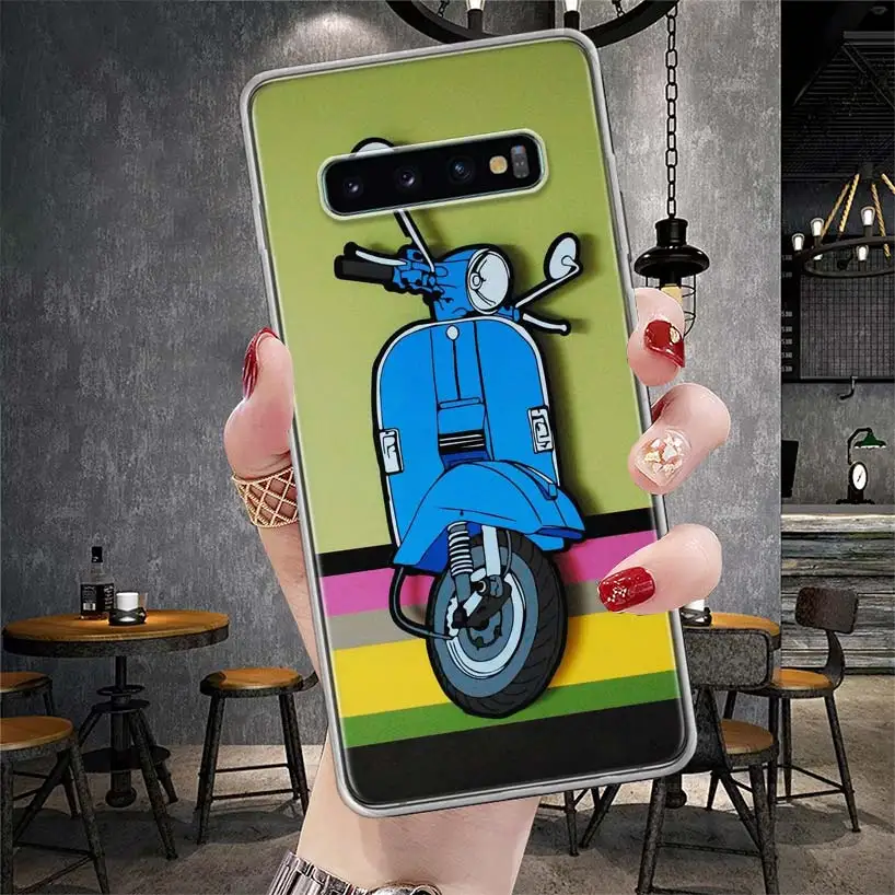 Vespa Scooter Motorcycle Phone Case For Samsung Galaxy S21 S20 FE S22 S23 S24 Ultra S10 Plus S9 + S8 S10E Soft Cover Shell Coque