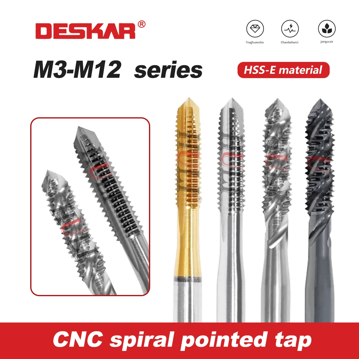 

Метчик с ЧПУ, спиральные остроконечные метчики M3 M4 M5 M6 M8 M10 M12, верхняя прямая канавка, шелковая атака, специальная машина для нарезания резьбы для машин