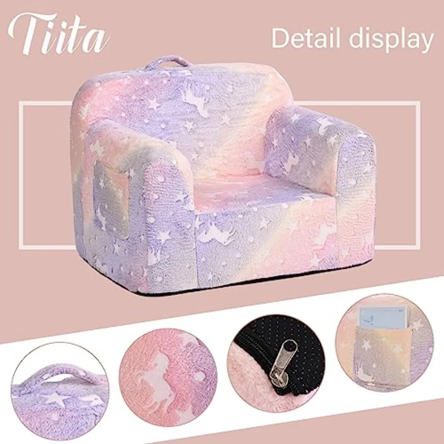 Divano leggero con maniglia per il trasporto e tasche laterali per bambini Sedia in schiuma con braccioli Ideale per leggere o suonare Porta