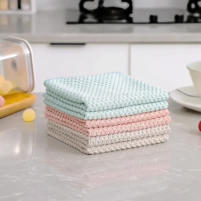 Paño de microfibra para vidrio, paño de limpieza de cocina con diseño de rayas de trigo, paño para limpiar mesas, paño de limpieza para eliminar aceite y manchas, paño de limpieza de doble efecto, toalla de perlas