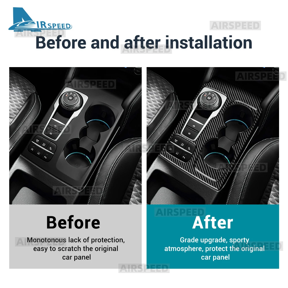 ملصق من ألياف الكربون الناعمة الحقيقية لسيارة Ford Focus MK4/Focus ST 2019 2020 2021 2022 2023 2024 2025 LHD RHD لوحة إطار ناقل حركة السيارة #4