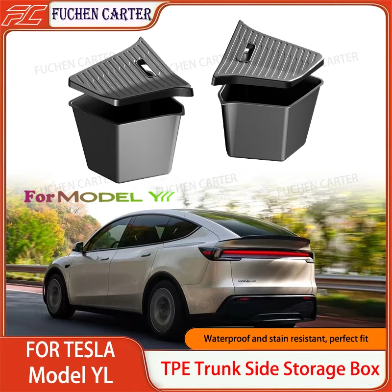 

For Tesla New Model YL Launch 2026 Car Trunk Side Storage Box Cover Plate Organizer Car Trunk Side Storage Box Refit Accessories