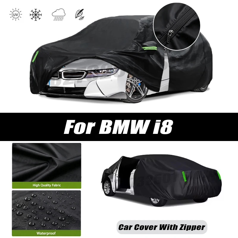 For BMW i8 Car Covers Outdoor Waterproof Sun Rain Snow Protection UV Car Zipper Design Car Cover Accessories