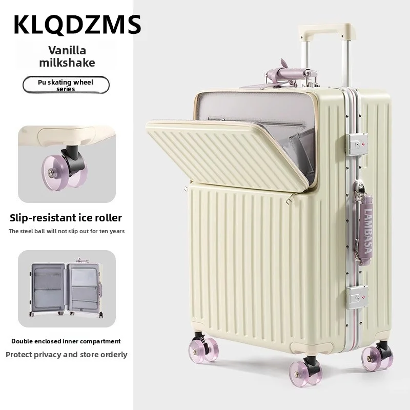

KLQDZMS Suitcase Front Opening Boarding Box Laptop Trolley Case 20"24"26"28 Inch Large Capacity Password Box with Wheel Luggage