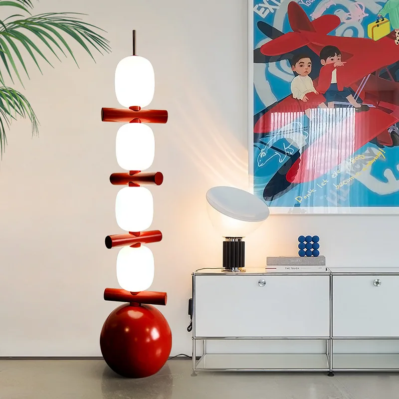 Nordic Art Senior Home Decoration Lamp Bedroom Vertical Lamp LED Standing Light Modern Tomatoes On Sticks Living Room Floor Lamp