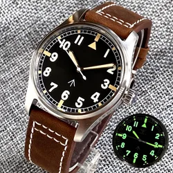 39mm Tandorio 24 Jewels NH35A PT5000 Pilot Automatic Men Watch Green Luminous Dial Sapphire Glass 200m Waterproof Leather Strap