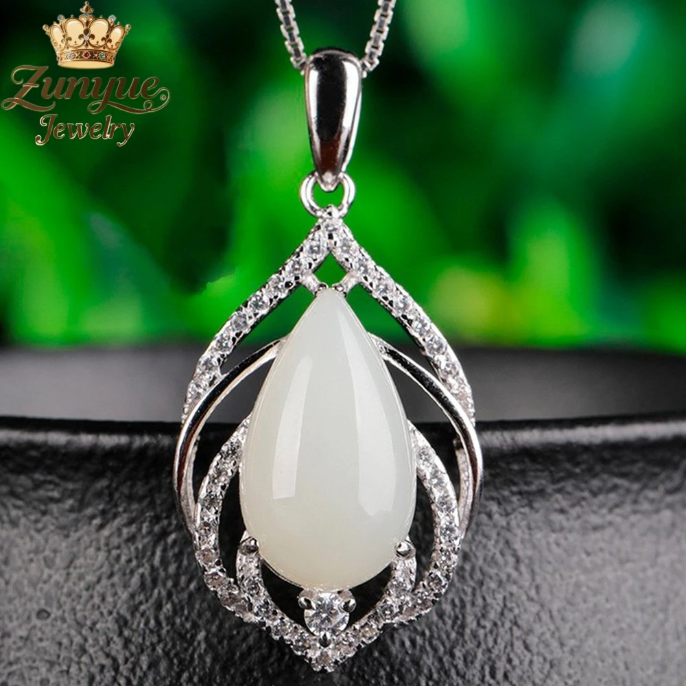 

Natural Hetian Jade Water Drop Hollow Pendant Necklace Luxury Quality Jewelry Fashion Jewelry Exquisite Elegant Popular Charms