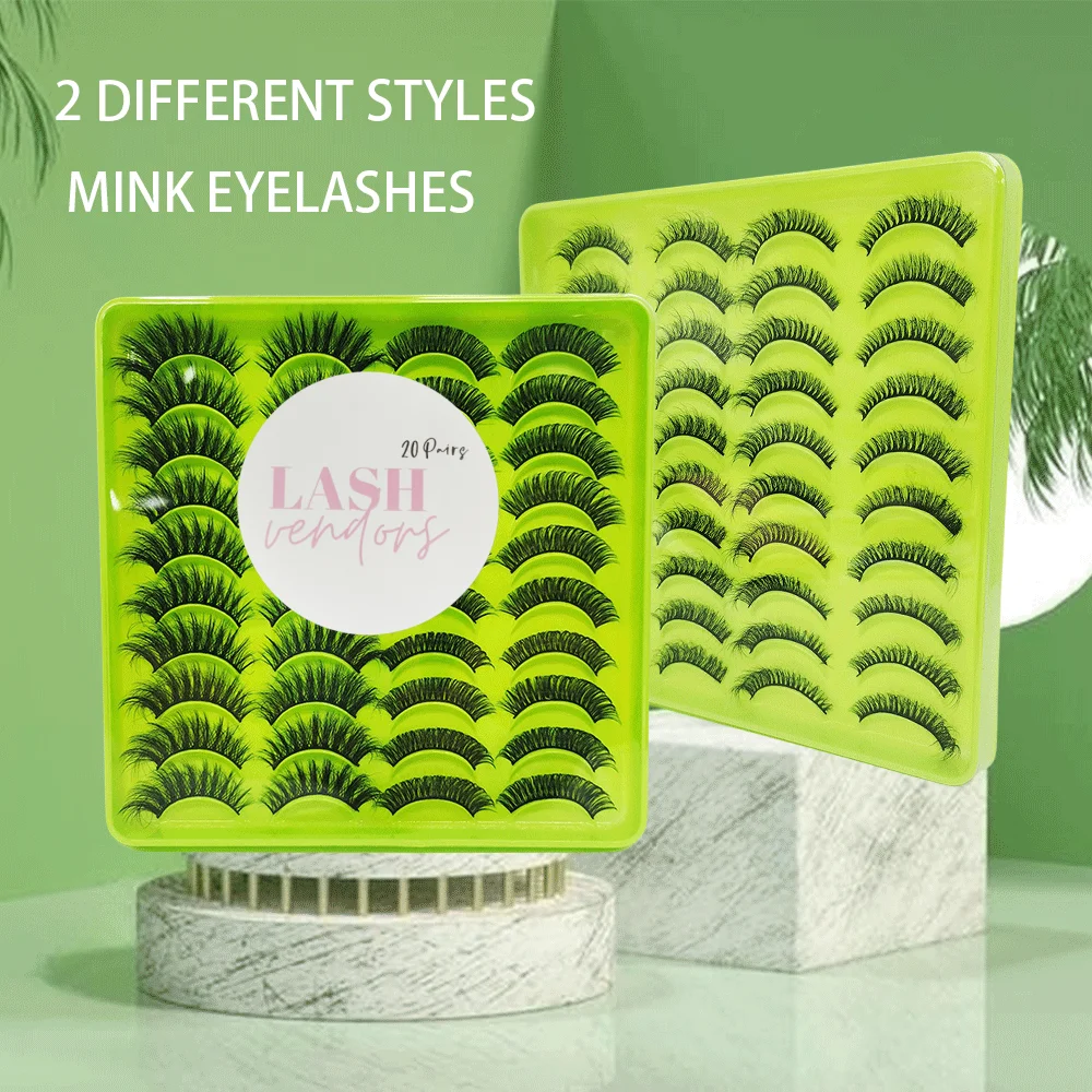 20 Pairs 5D Mink Eyelash Mix Styles Volume Fluffy Wispy Thick Lash