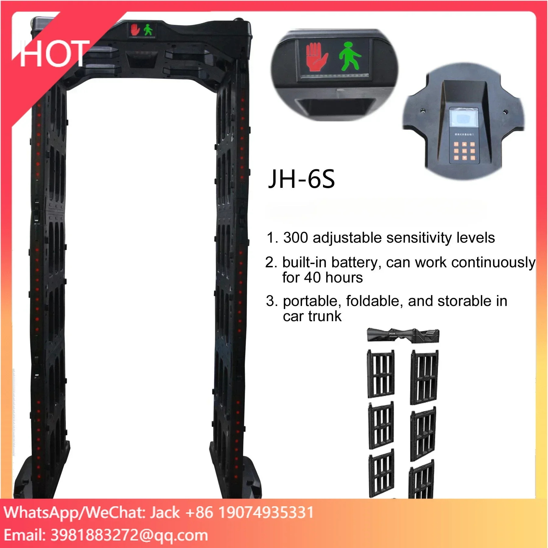 Portable Foldable Door Frame Archway Body Scanner Metal Detector Gate Walk Through Metal Detector