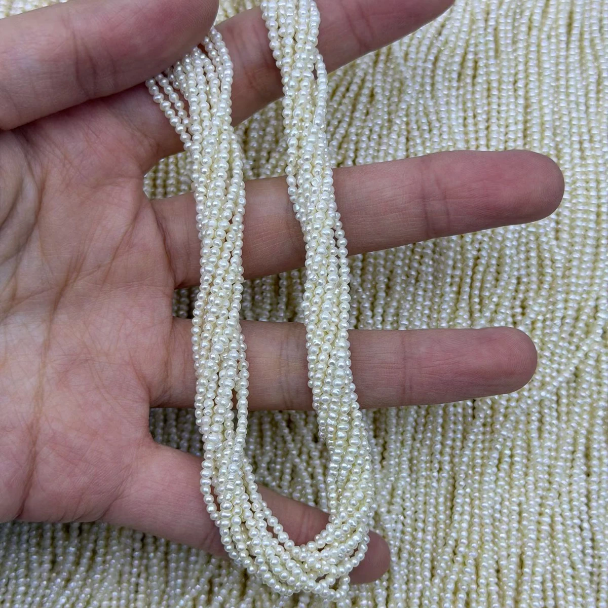 

Premium 2-2.5mm round Small White Freshwater Pearl Beads 100% Natural DIY Supply for Women Necklace Earring Bracelet Accessories