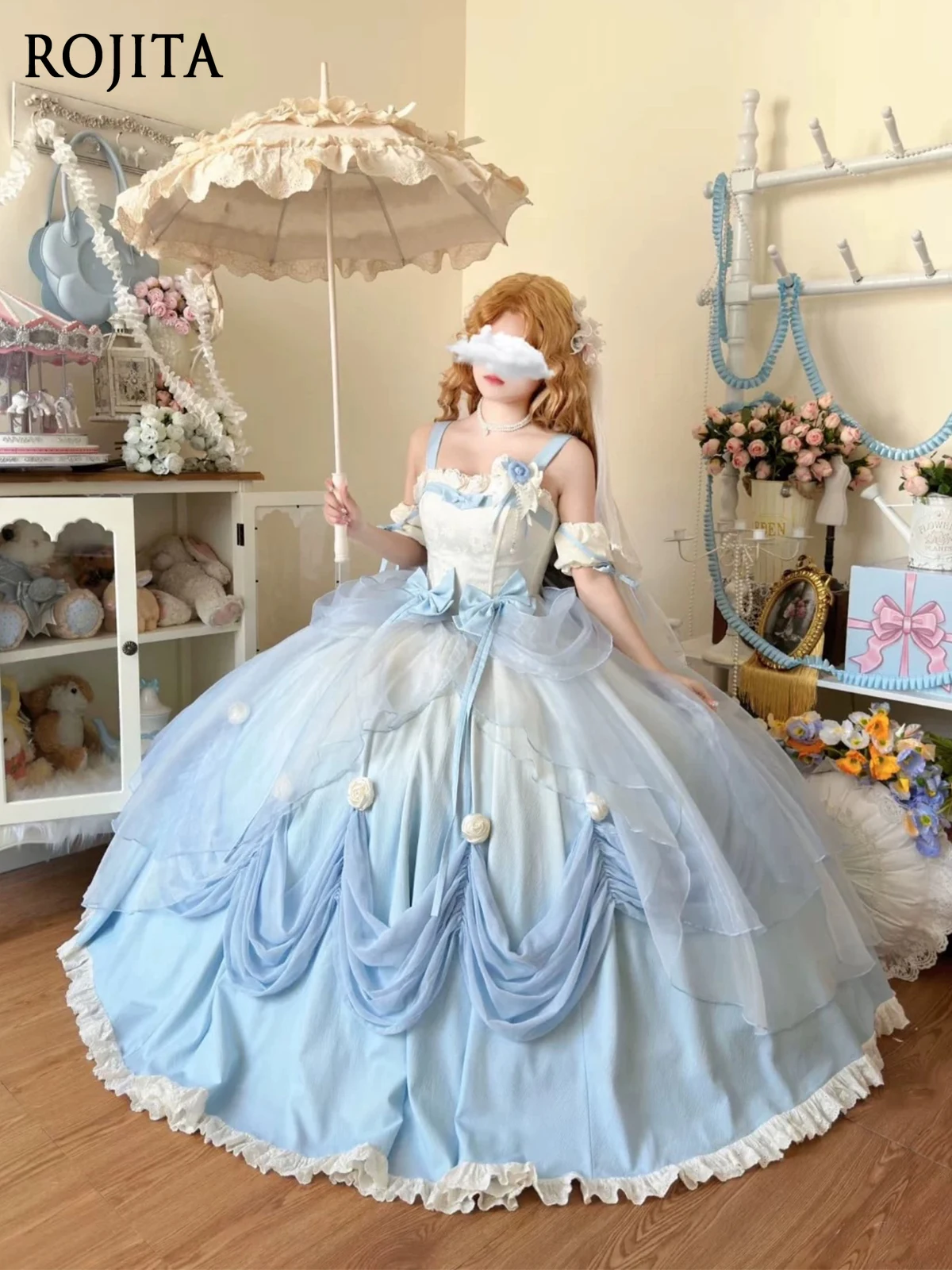 

Lolita Dress Evening Gown for Women 2025 New High-End Gradient Blue Coming-of-Age Princess Dress Vintage Dresses Maxi Dress