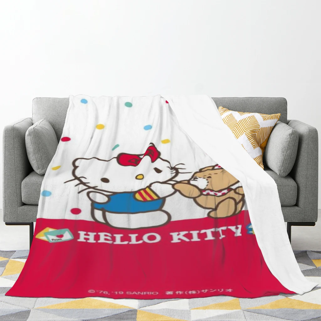 Cute Anime Sanrio Hello Kitty Kawaii Medium Blanket Comforter Flannel Soft throw Blankets Warm Home and Decoration