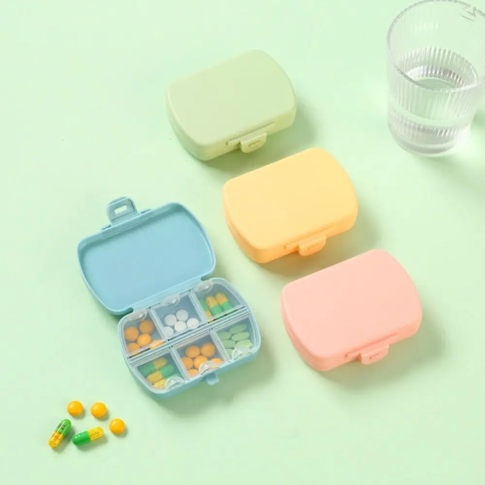 Pill Container Waterproof 6 Lattices Pill Box Smooth Grid Design Pill Storage Box Mini Dustproof Pill Dispenser Box Travel