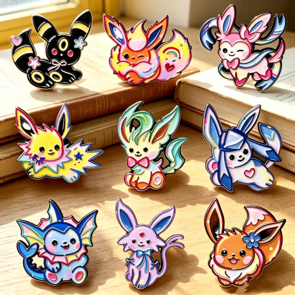 9 Stück/Set Japanische Anime-Elfen-Emaille-Anstecknadeln, niedliche Monster-Metallbroschen, Reversnadeln, Fantasy-Abenteuer-Schmuck, Geschenk für Sammler – Detail 1