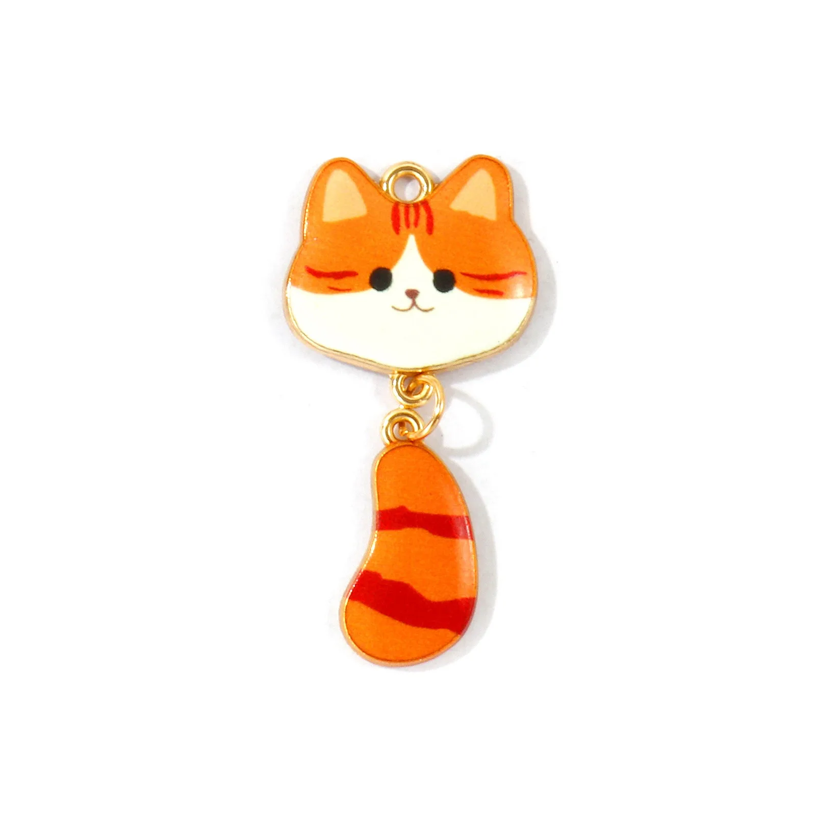 10 Stück Neue Cartoon-Katzen-Tier-Motiv-Anhänger, vergoldete Zinklegierung, mehrfarbige Emaille-Anhänger, DIY-Halskette, Armband, Schmuckgeschenk – Detail 3