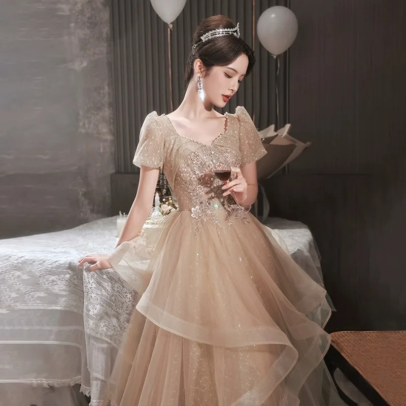 Fashion Evening Dress Cosplay Costumes Female Banquet Advanced Light Luxury Niche High-end French Coming of Age Ceremony Host