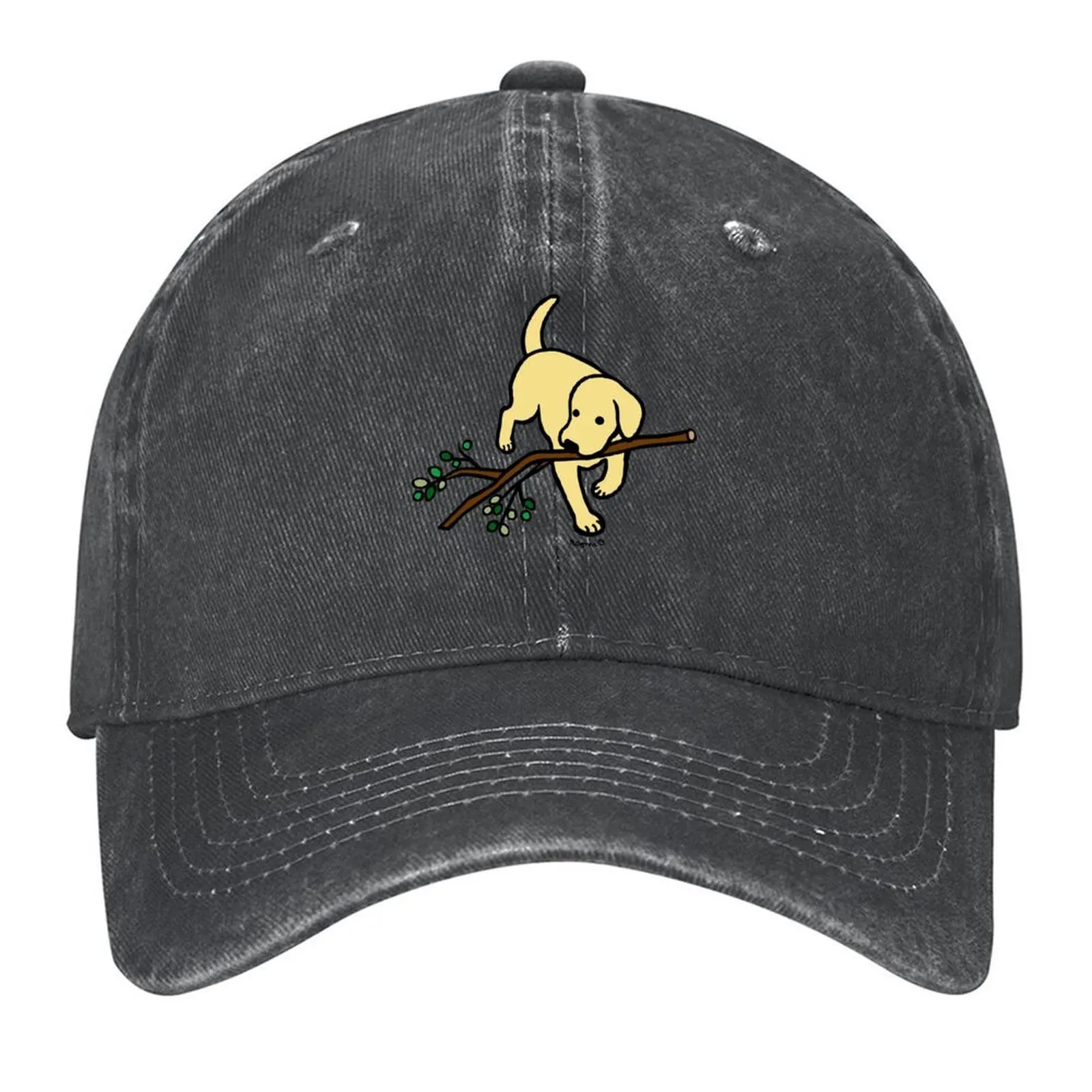 

2026 Yellow Lab Carrying A Branch Baseball Cap Rugby Hip Hop Fishing Hat Luxury Brand Men Caps Women's