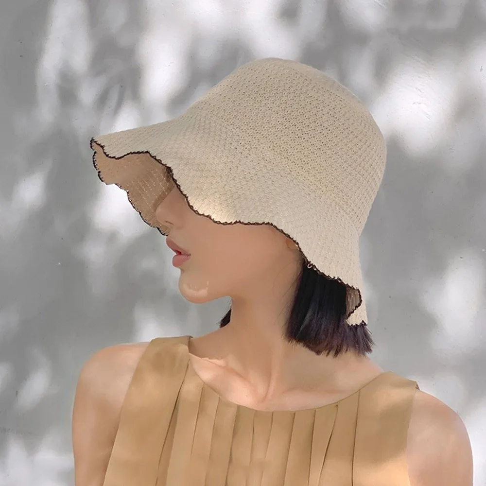 قبعة صياد عصرية من الدانتيل للحماية من الشمس قابلة للتنفس، قبعة حوض رفيعة ذات حافة واسعة، قبعة صيفية