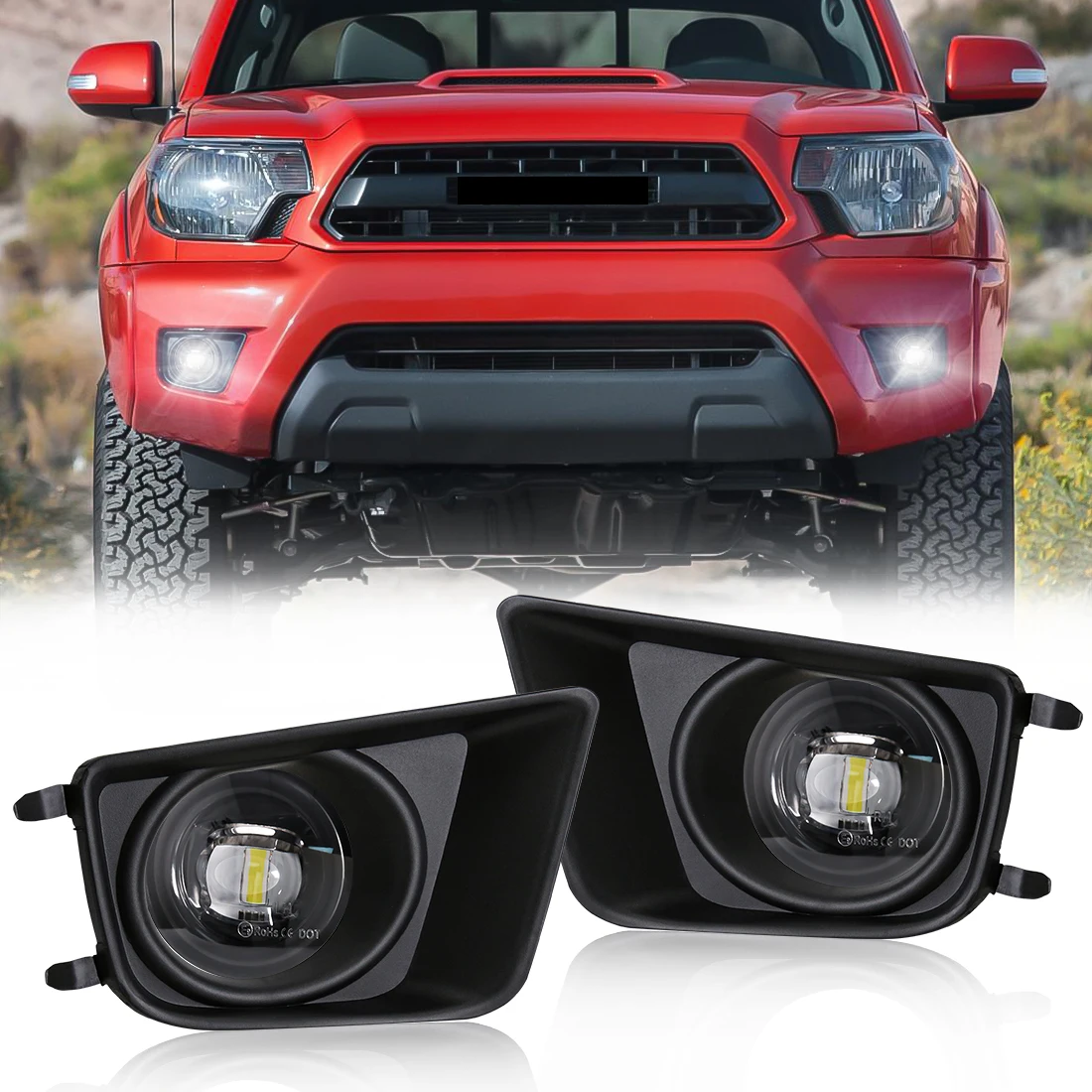 

Для Toyota Tacoma 2012 2013 2014 2015 передний бампер автомобиля светодиодный противотуманный фонарь в сборе ангельские глазки дневные ходовые огни белый желтый 12 В