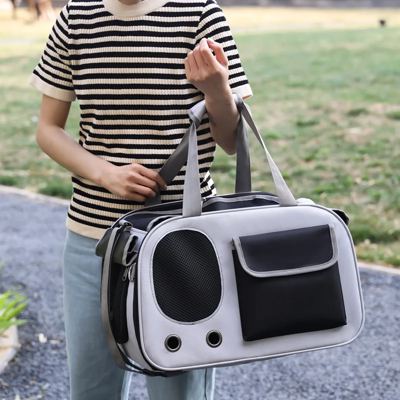 Bolsa de transporte bandolera para gatos y perros, tela Oxford - imagen 2