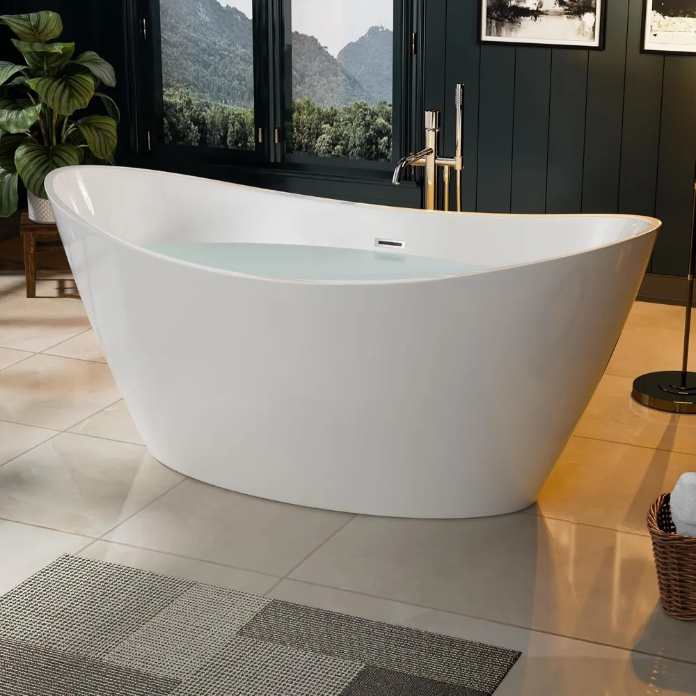 A white bathtub is installed in the bathroom 67