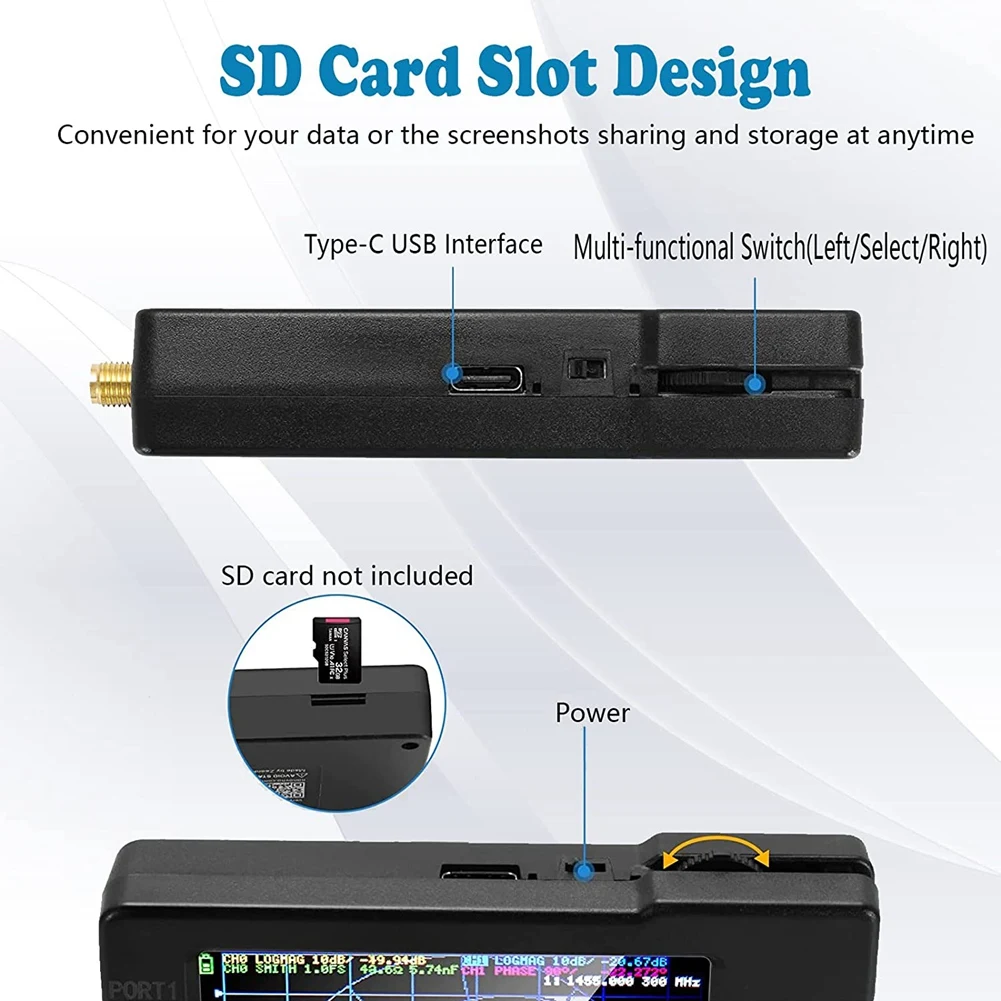 Nanovna-hベクトルネットワークアナライザー,smaキャリブレーション付きアンテナアナライザー,10khz-1.5ghz,最新バージョン,3.6 hf,vhf,uhf