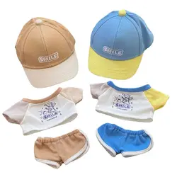20cm Boneca Roupas Terno Dinossauro Tubarão Casual Wear Suit Plush Doll's Clothing Stuffed Toy Mini Dolls Outfit T-shirt Shorts Cap