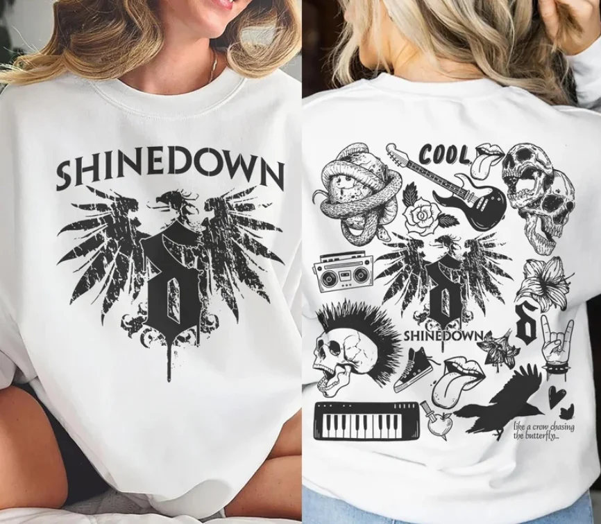 Shinedown Doodle Art Shirt, 2 Side Vintage Shinedown Merch Lyric