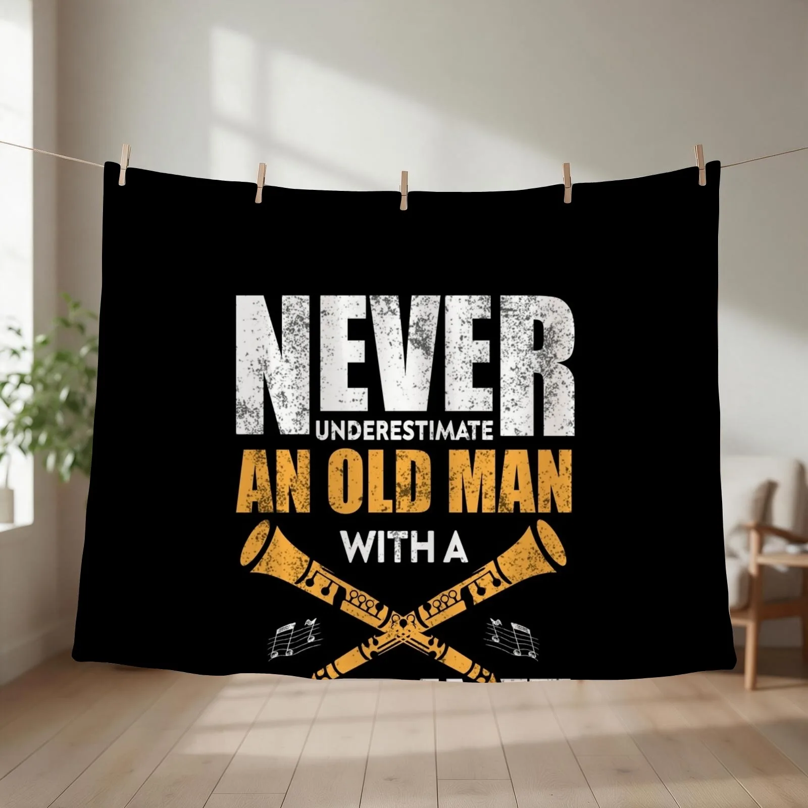 Clarinetist Dad Grandpa Clarinet Throw Blanket couch cozy soft plush fuzzy picnic outdoor blanket