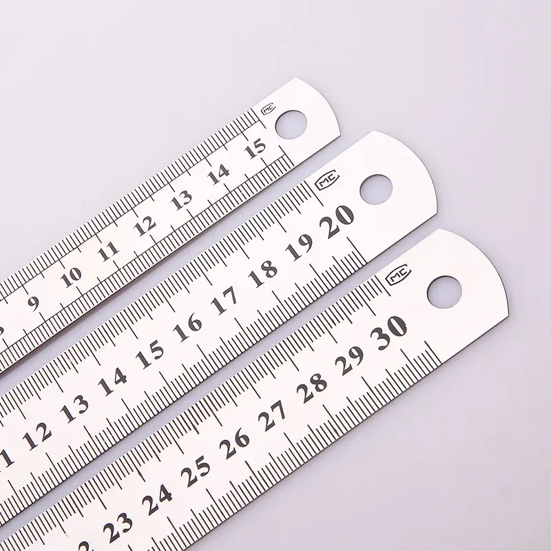 Metal Ruler Stainless Steel Straight Ruler 15/20/30cm Student Rulers Precision Double Sided Measuring Tool for Woodworking Draw