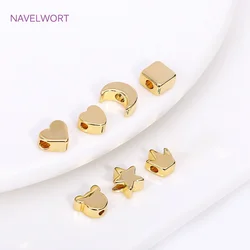 18K Gold Plated Heart Spacer Beads For Jewelry Making,Beading Jewelry Fittings,Brass Loose Beads DIY Jewelry Supplies Wholesale