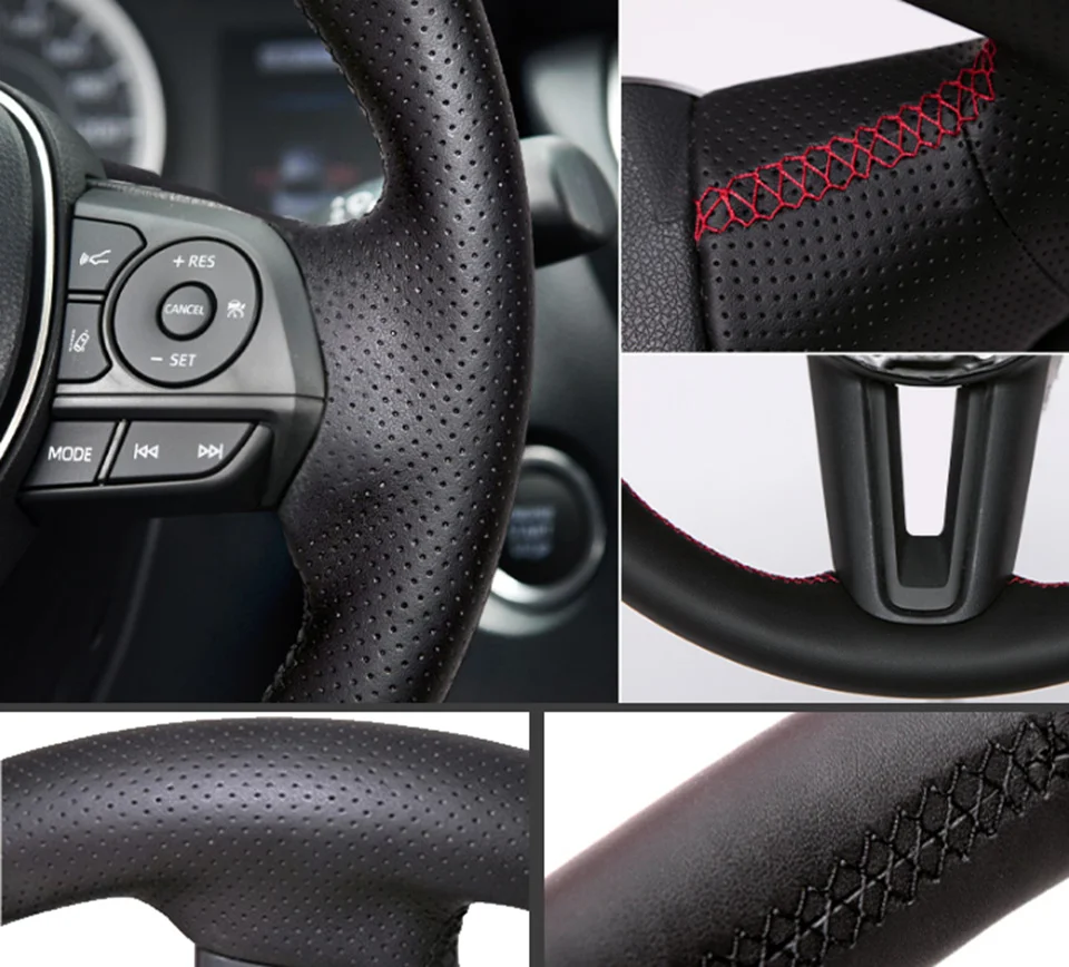 Hand Sewing Non-Slip Napapi Leather Carbon Fiber Car Steering Wheel Cover for Cadillac CTS SLS 2005-2010 Interior Accessories