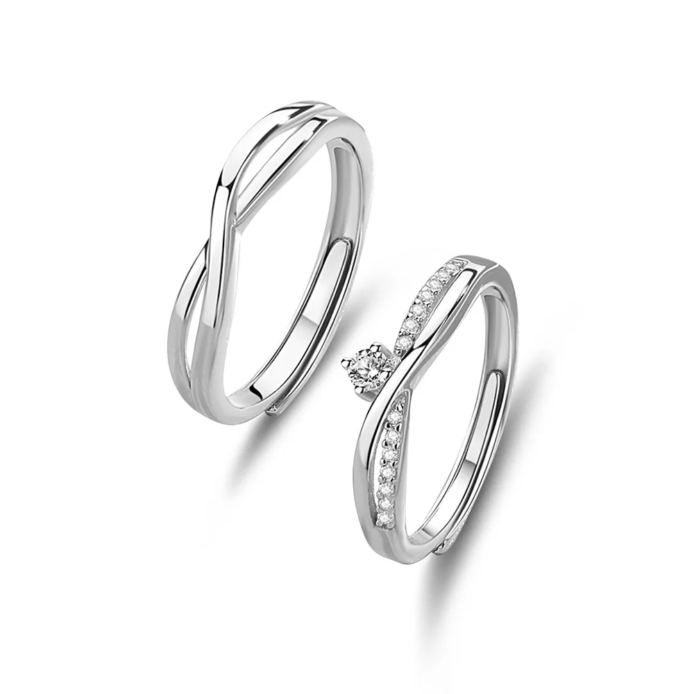 Infinite Love Couple Ring S925 Sterling Silver Personalized Mobius Ring Adjustable Pair Ring Opening Plain Ring