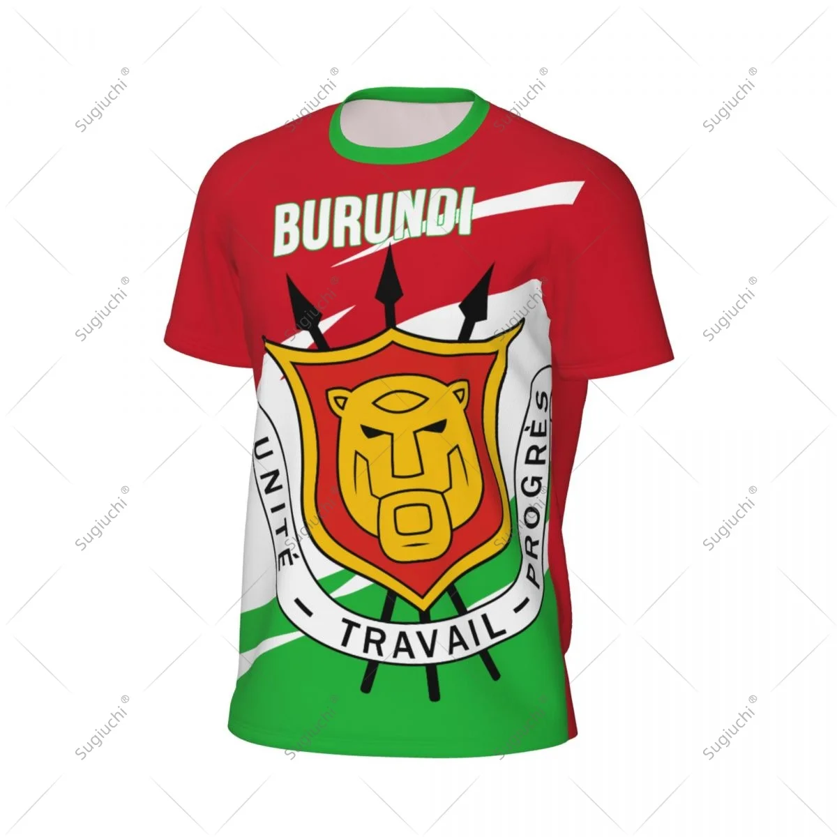 Burundi Flag Men Sports T-shirt Women Tees jersey for Soccer Football Running Bike Tennis Fitness Fans view 3
