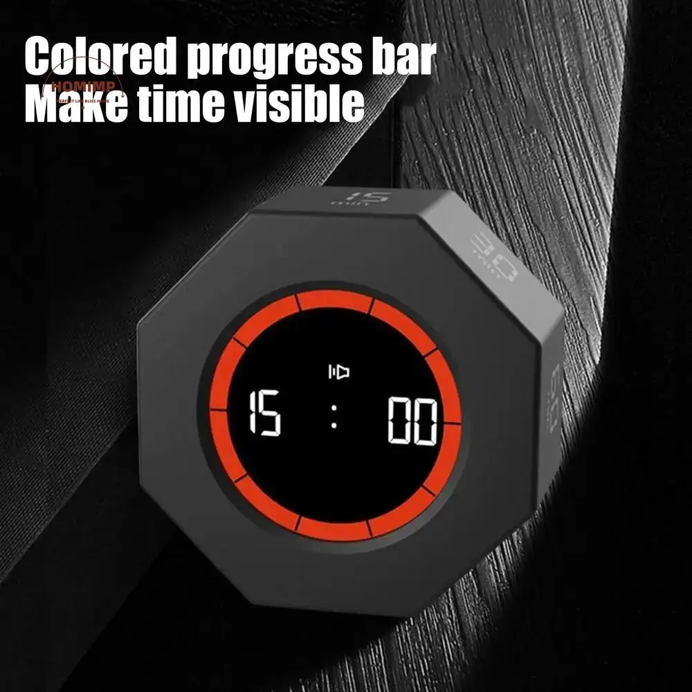 

USB Rechargeable Automatic Rotating Timer Gravity Sensor Time Progress Bar Visual Countdown Device Dual Modes Loud Alarm