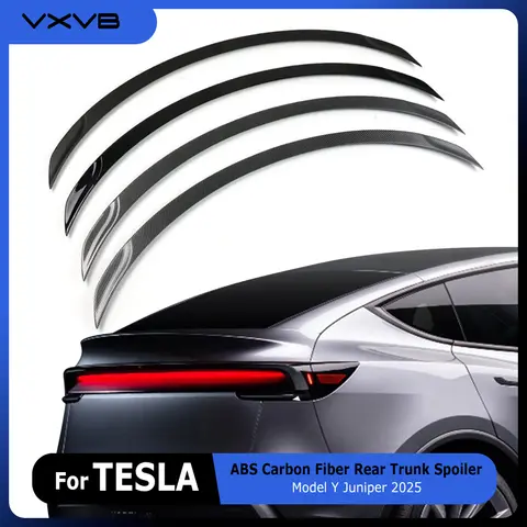 For Tesla Model Y Juniper 2025 Spoiler ABS Carbon Fiber Rear Trunk Wing Lip Auto Exterior Accessories Car Modification Parts
