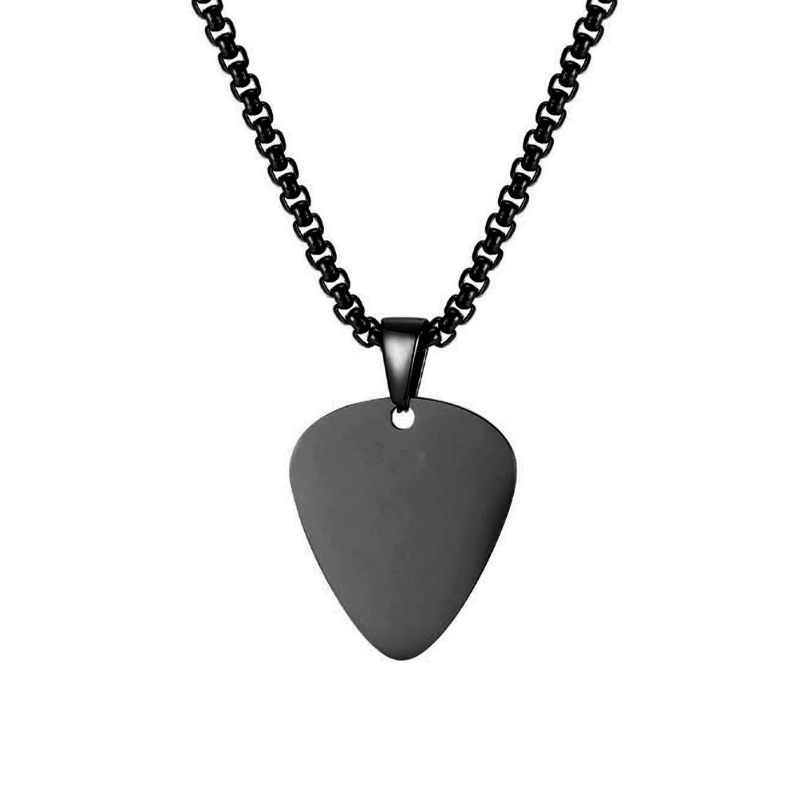 Edelstahl-Gitarrenplektrum-Anhänger-Halskette Rock-Musik-Schmuck Geschenk für Männer und Frauen – Detail 3