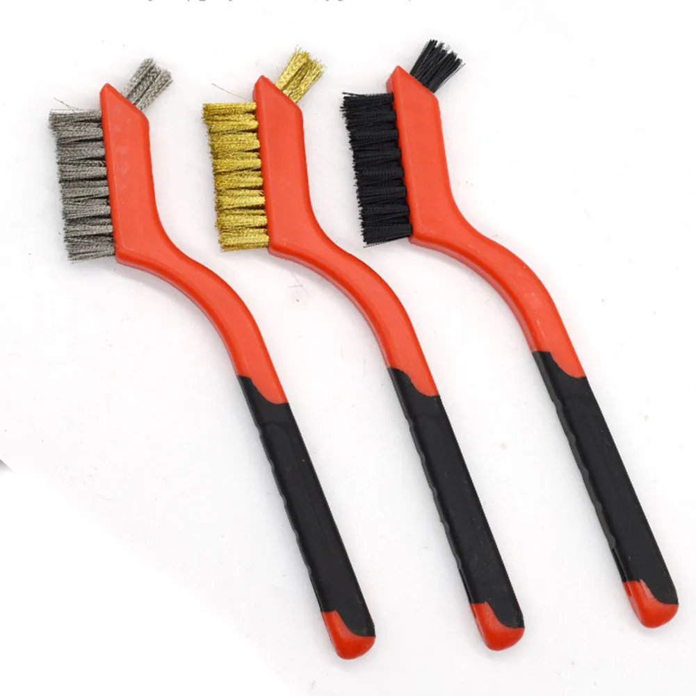 1pc 180mm Mini Wire Brush Steel Brass Nylon Brushes Metal Rust Remover Cleaning Polishing Brush Household Cleaning Tools