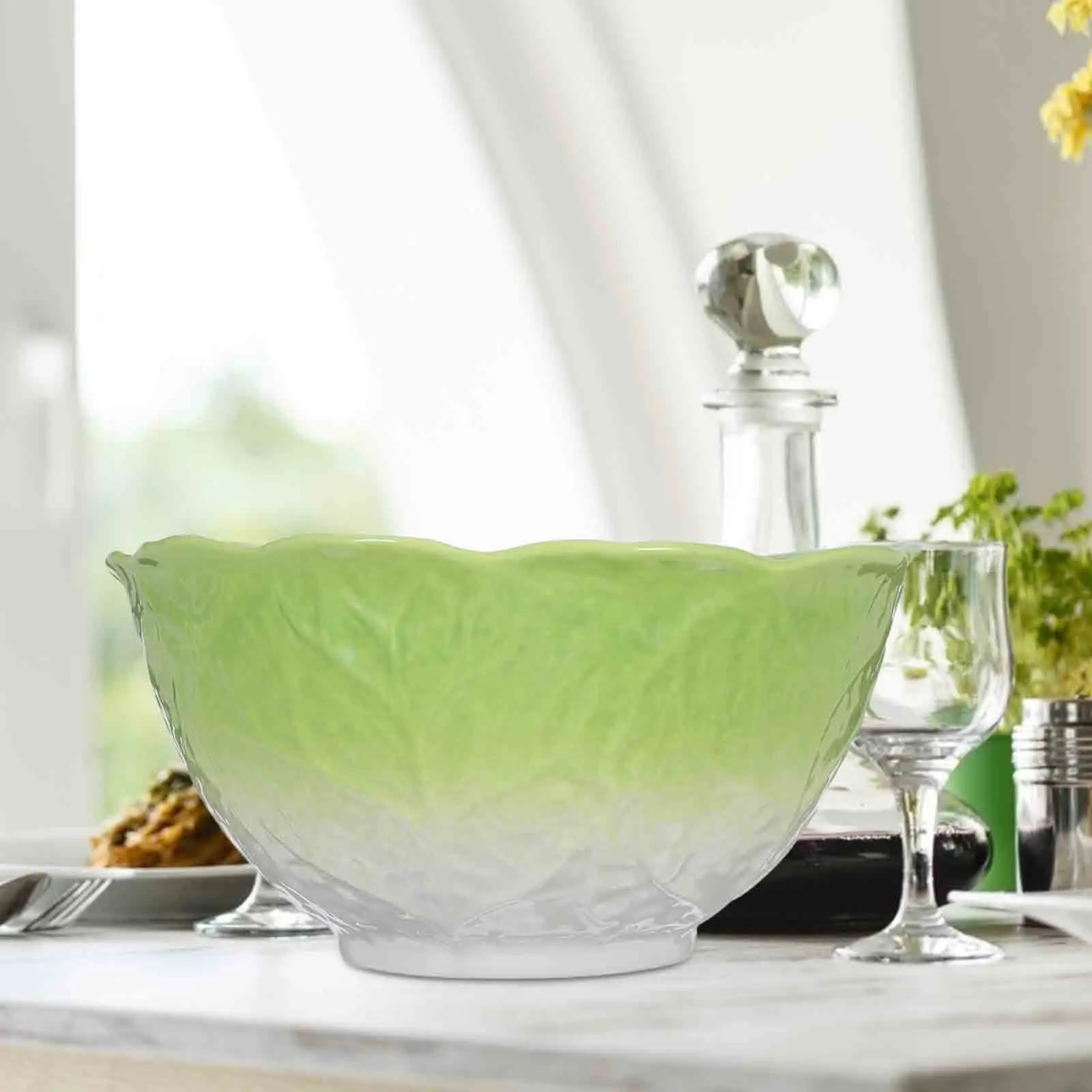 

Ceramic Green Cabbage Bowl Porcelain Decorative Serving Dish for Pasta Salad Soup Ramen Dinner Ceramic Pasta Bowl